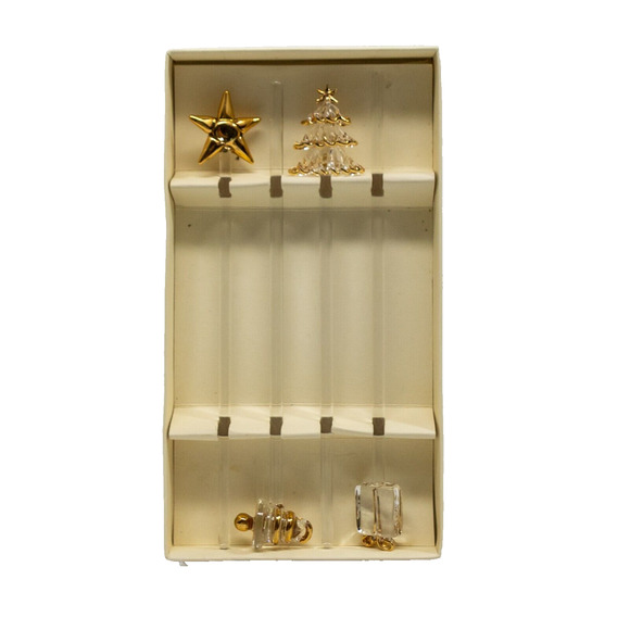 PIER 1 Set of 4 Clear Glass Gold Christmas Holiday Swizzle Cocktail Stir Sticks - Picture 1 of 3